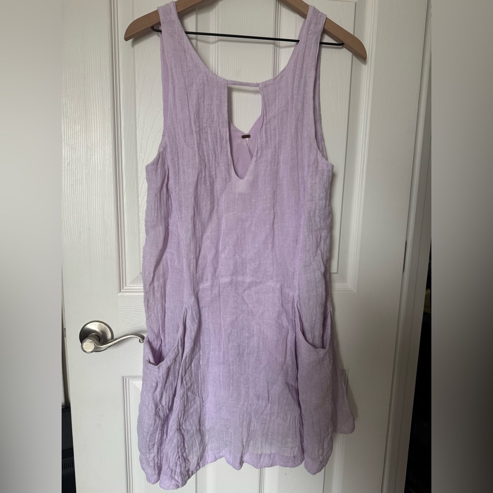 Free People Smooth Sailing Linen Gauze Mini Dress Lilac Size Small